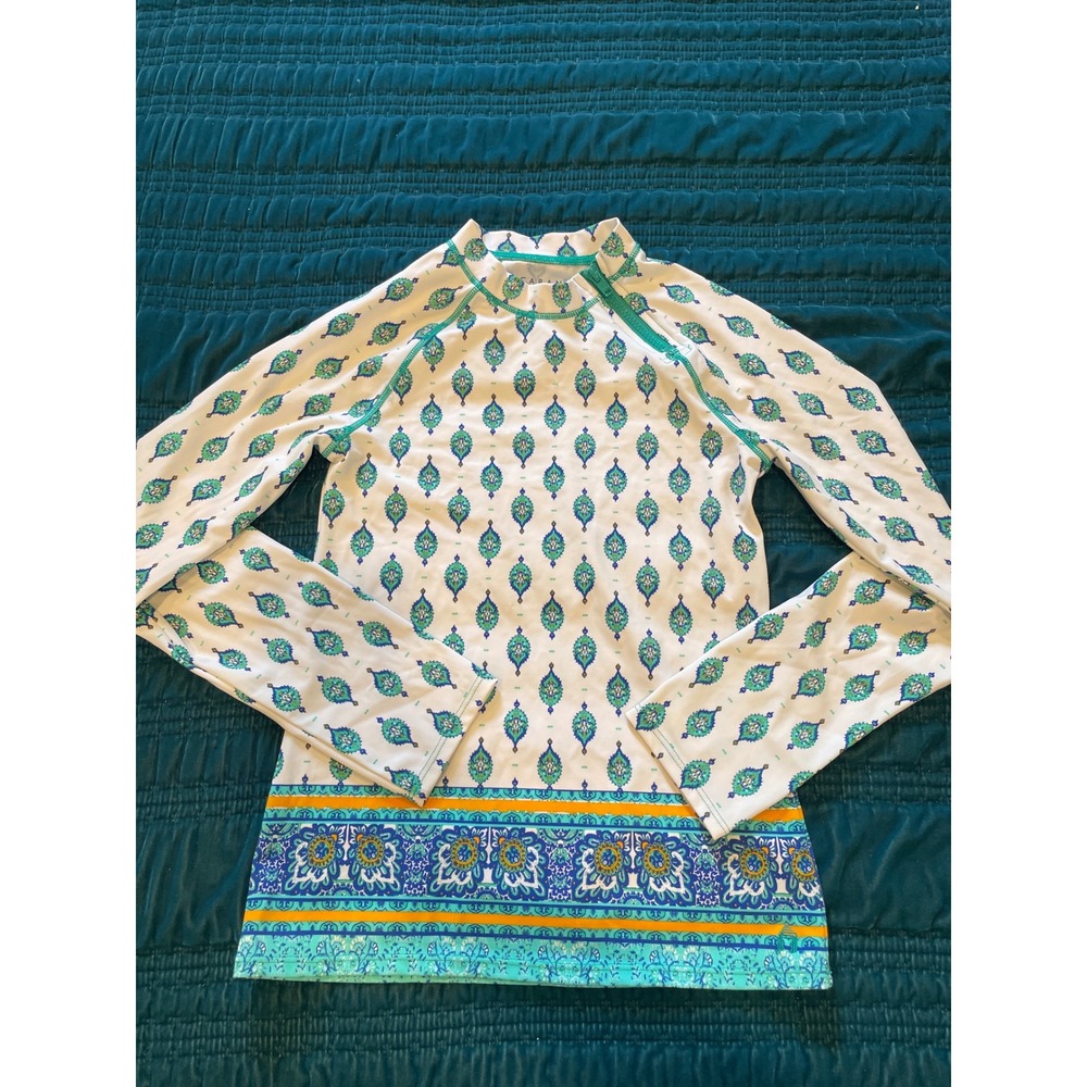 Cabana Life Kids Rash Guard Top Long Sleeve Print Size 14 UPF Sun Protection